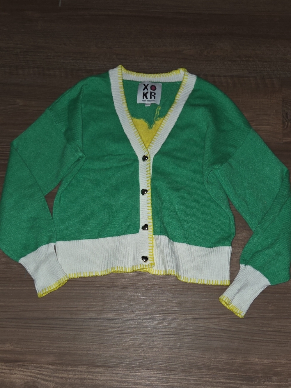 Kerri Rosenthal XO Drippy Heart-Button Cardigan Sweater - Picture 4 of 5